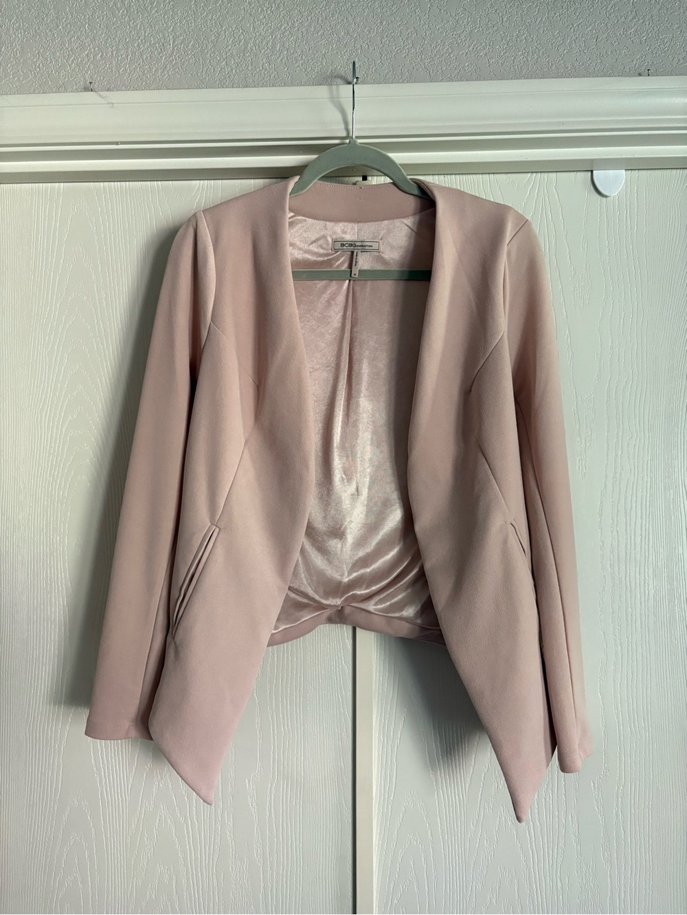 BCBGeneration Blush Pink Open-Front Draped Blazer XS